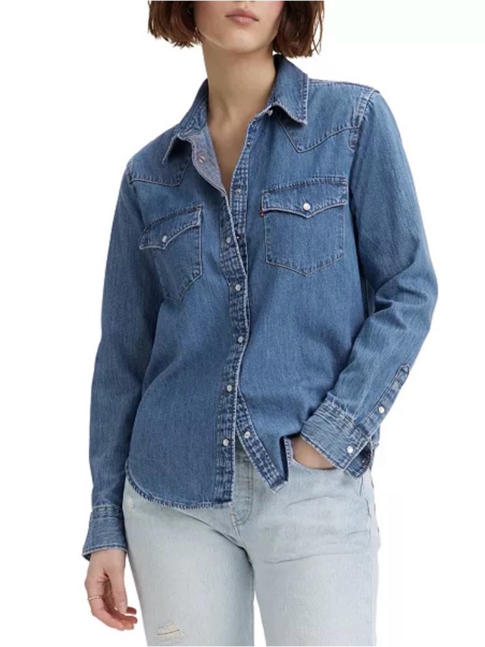 Classic Blue Denim Western Shirt - Women's